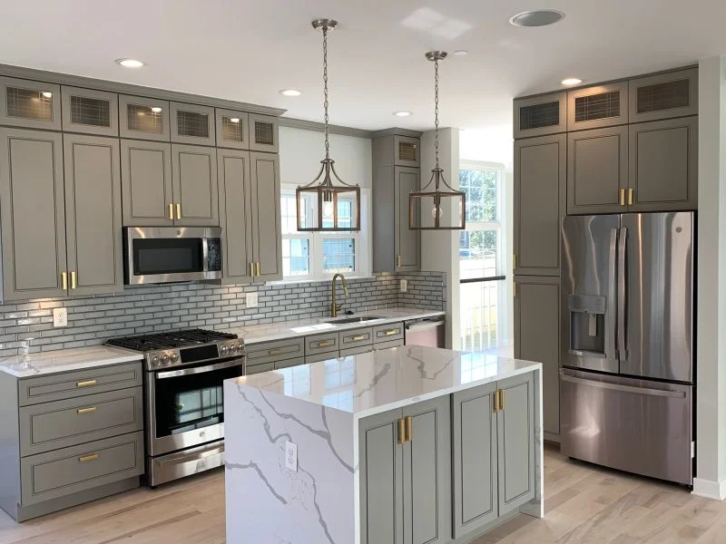 Sage Grey Shaker with Brass Hardware